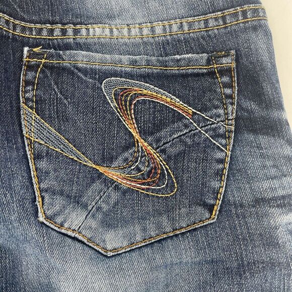 Silver Jeans Women 28 Blue Denim Mid-Rise Hipster 5-Pockets Straight Leg Zip Fly - Picture 13 of 14